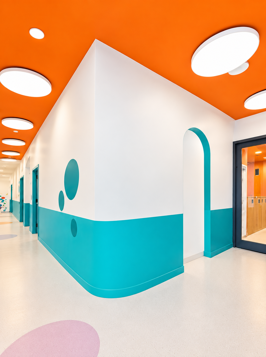 Modern medical clinic hallway