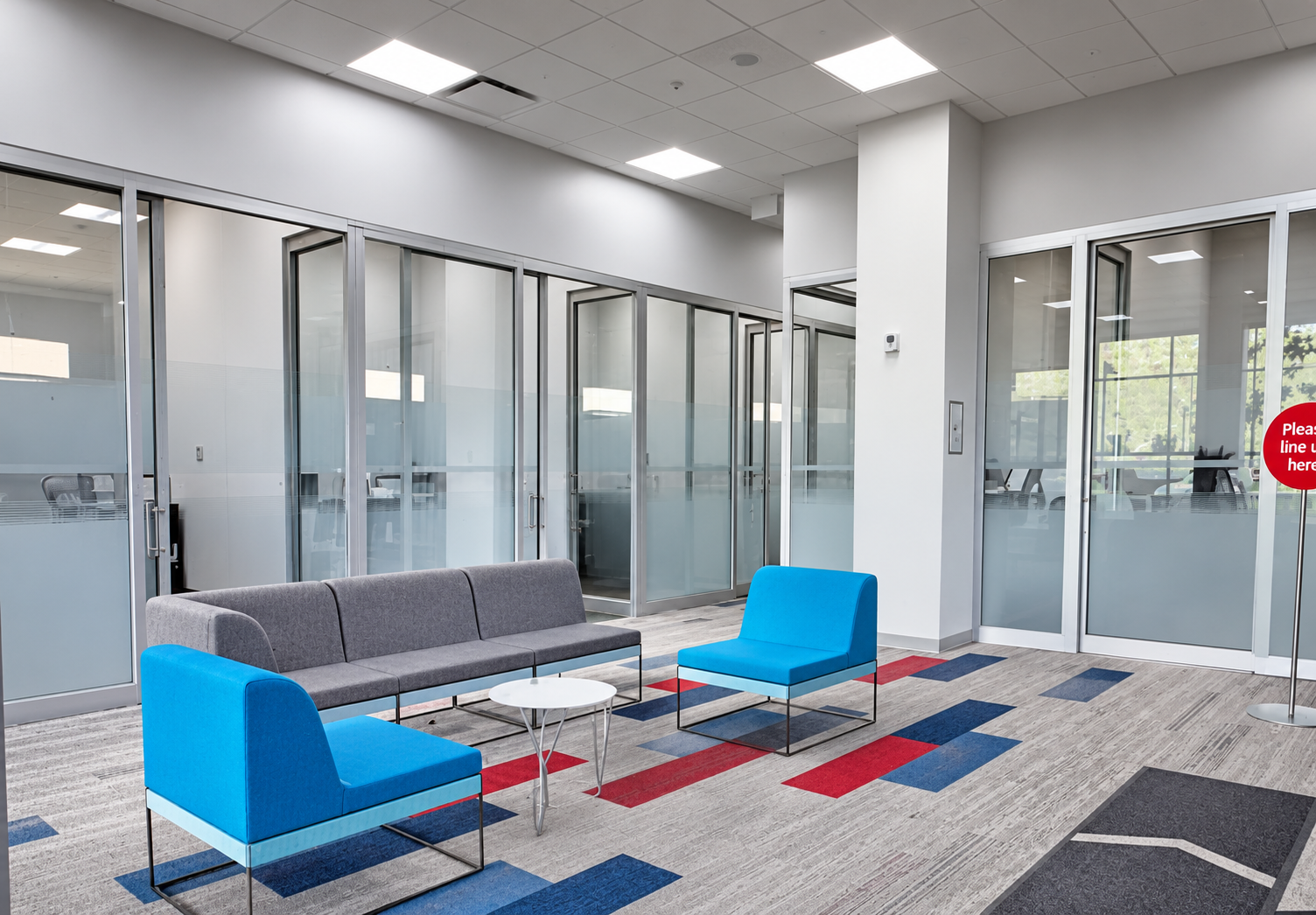 Modern office waiting area